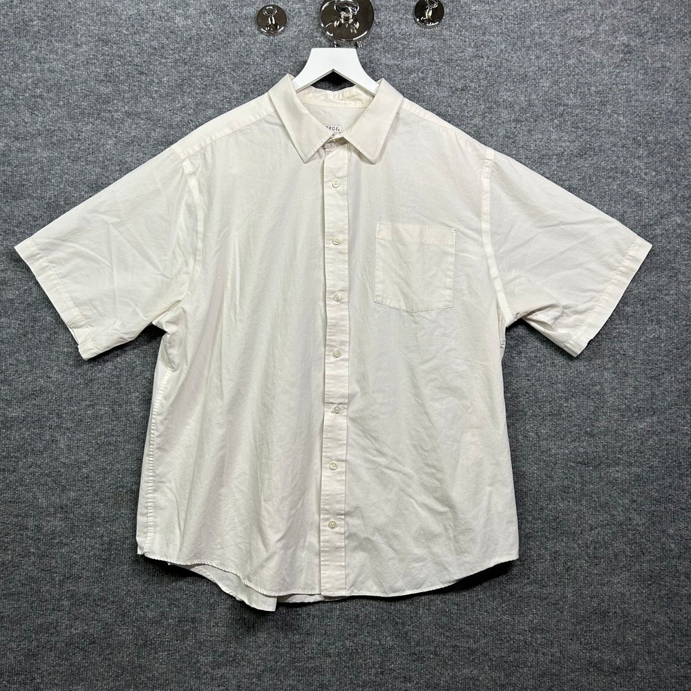 George Dress Shirt Men's 2XL White Short Sleeve Pocket Classic Button Up 18/18.5